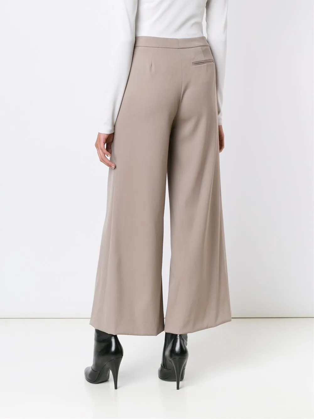 Flared pleated trousers