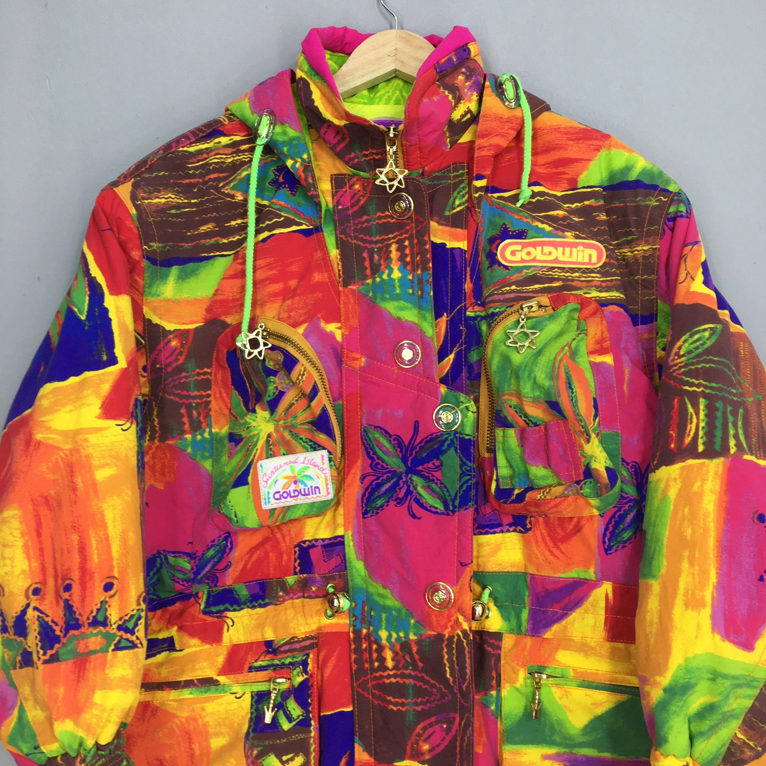 Goldwin Multicolor Pop Art Bomber Ski Wear Jacket