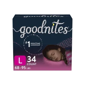 Goodnites Nighttime Bedwetting Underwear For Girls, Large, 34 Ct, 68-95 lb.