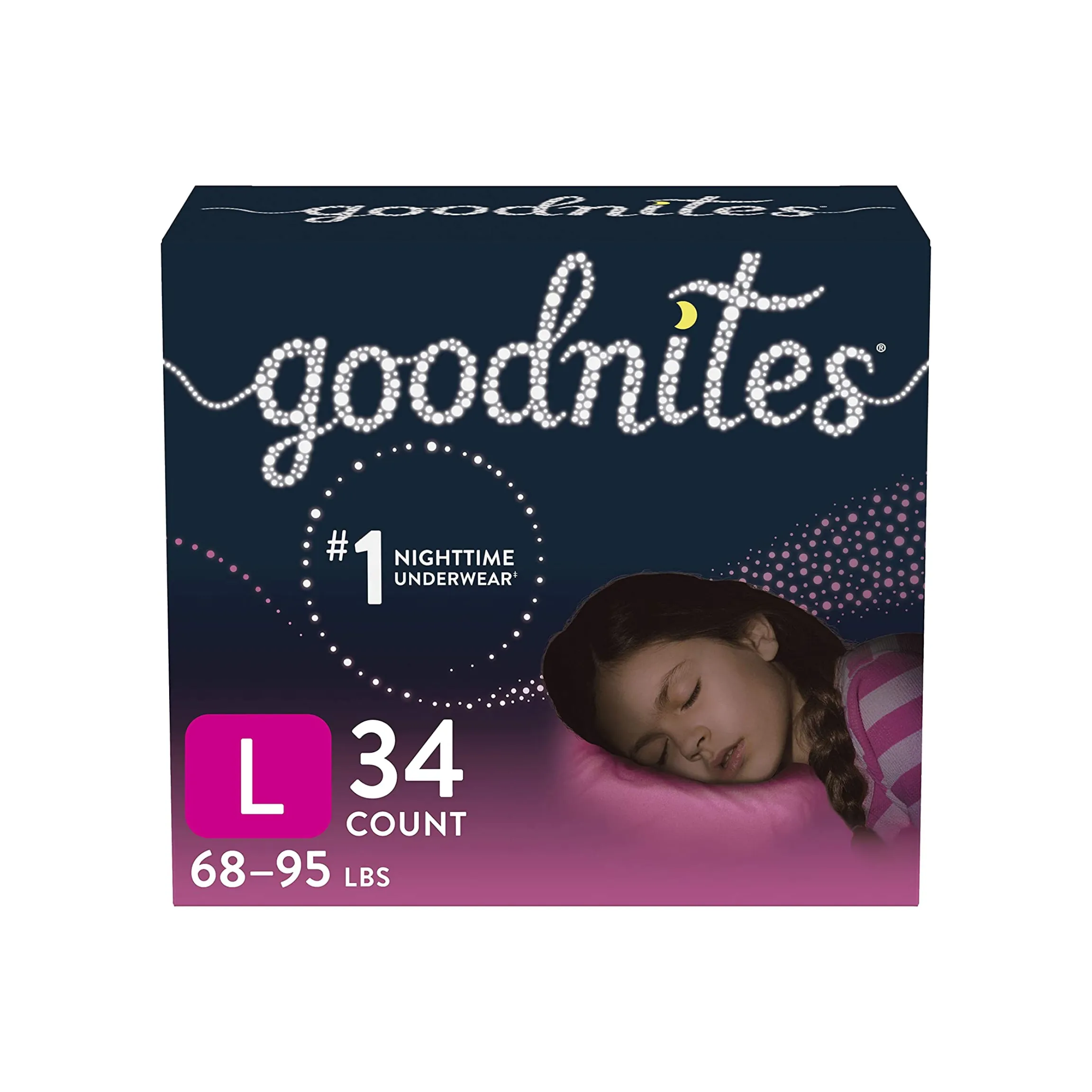 Goodnites Nighttime Bedwetting Underwear For Girls, Large, 34 Ct, 68-95 lb.