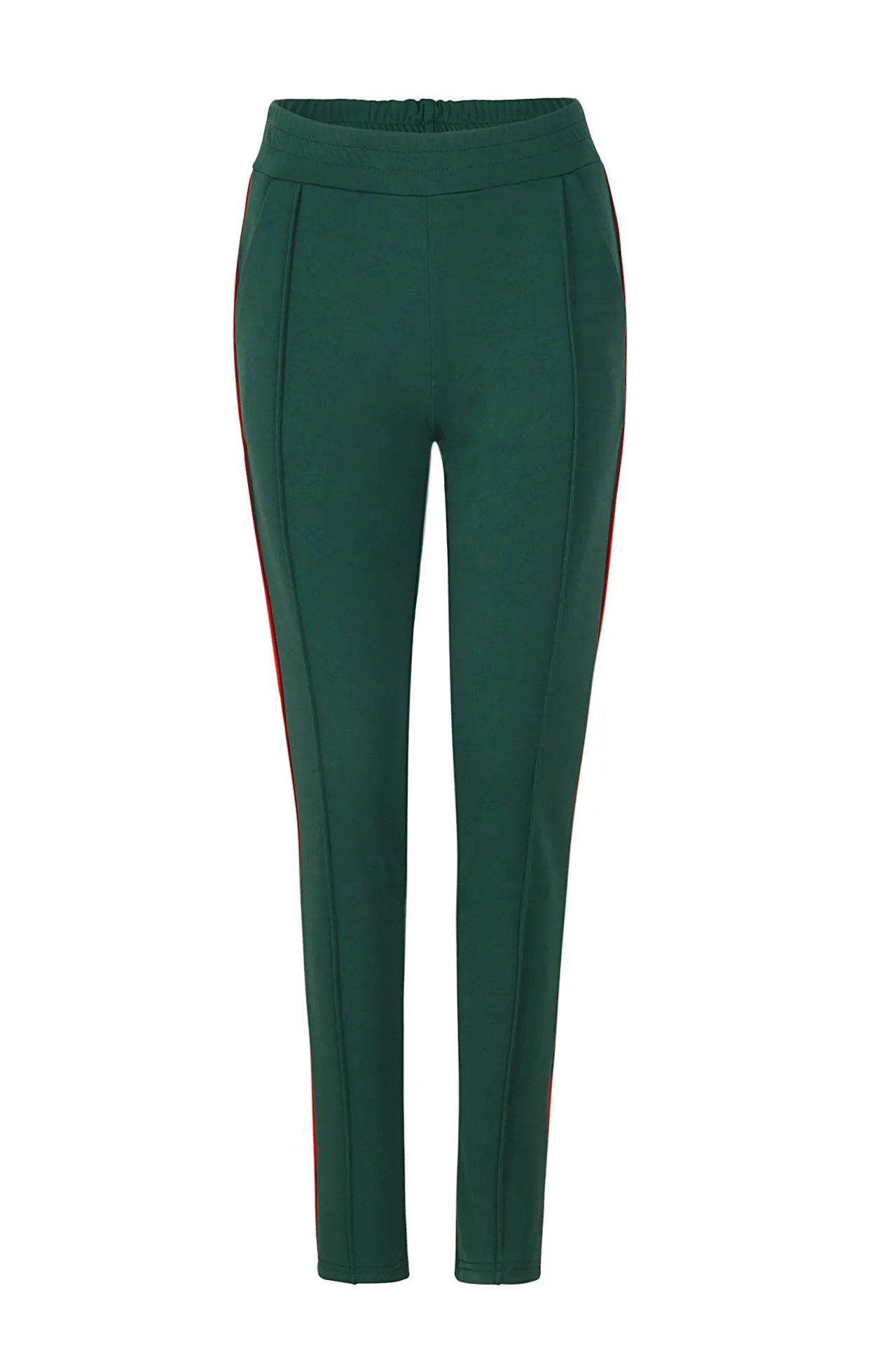 Green Slim Casual Pants