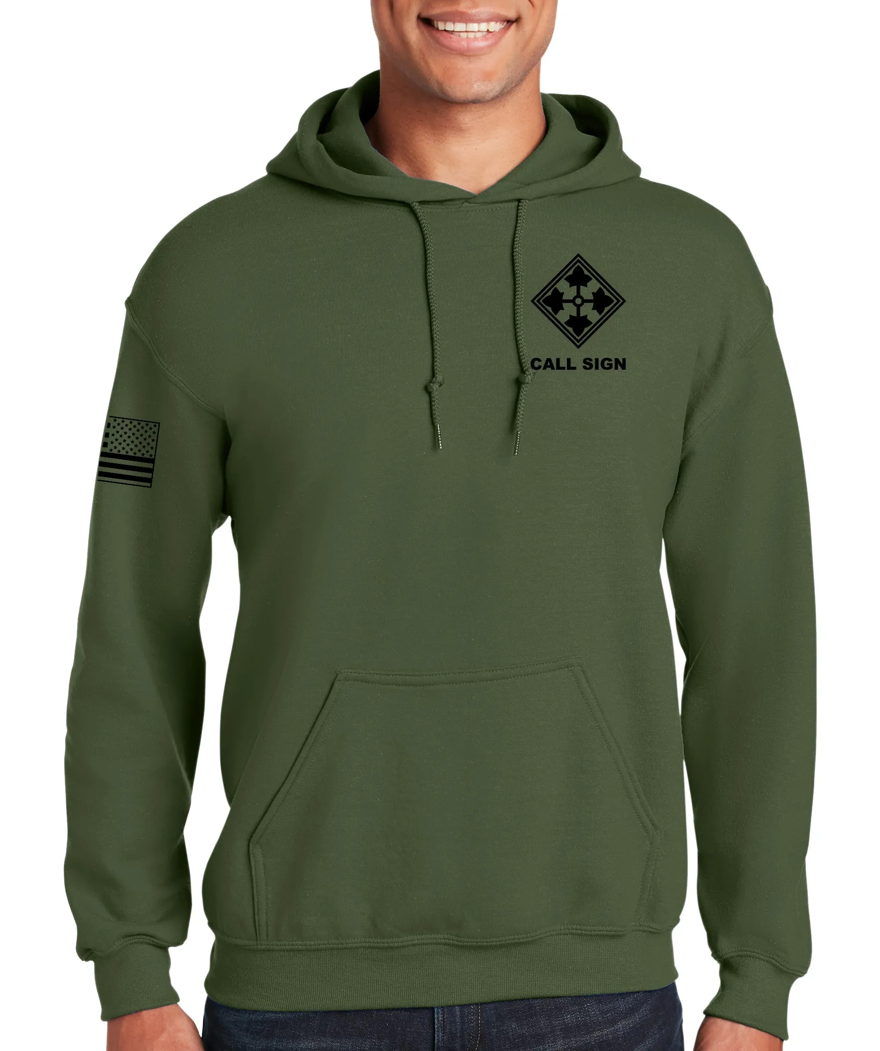 Gunslingers OD Green Unisex Hoodie Sweatshirt. This sweatshirt is NOT approved for PT