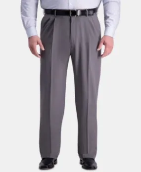 Haggar Mens Classic fit Big and Tall Dress Pants 50 / 29 Grey Solid Stretch