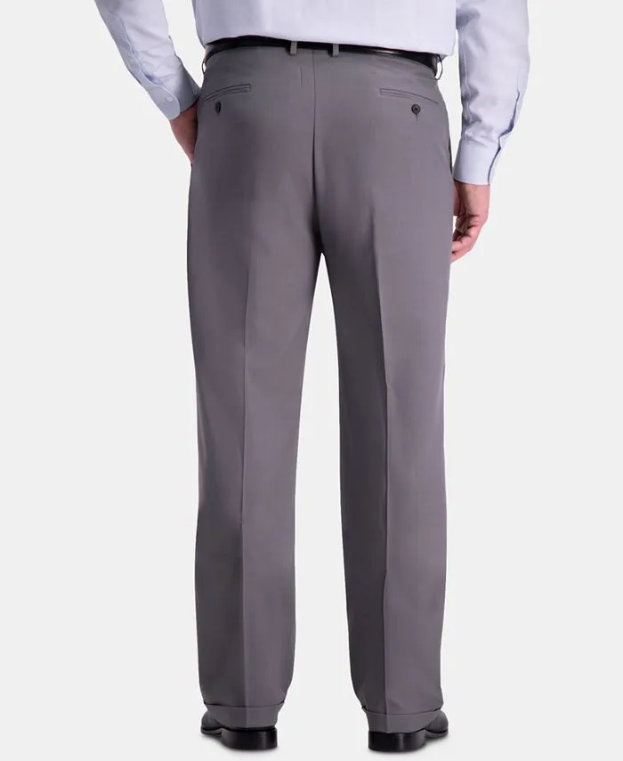 Haggar Mens Classic fit Big and Tall Dress Pants 50 / 29 Grey Solid Stretch