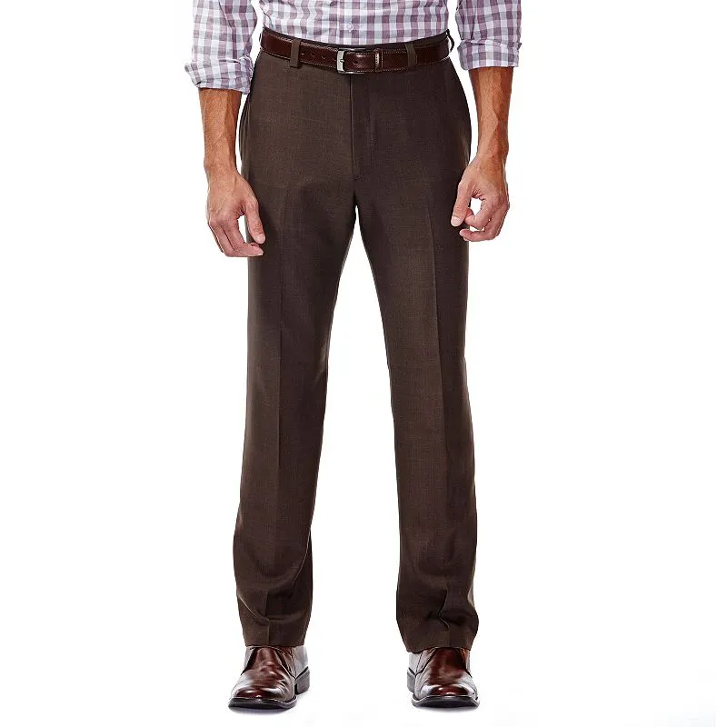 Haggar Mens Classic fit Dress Pants 38 / 32 Chocolate Brown Solid