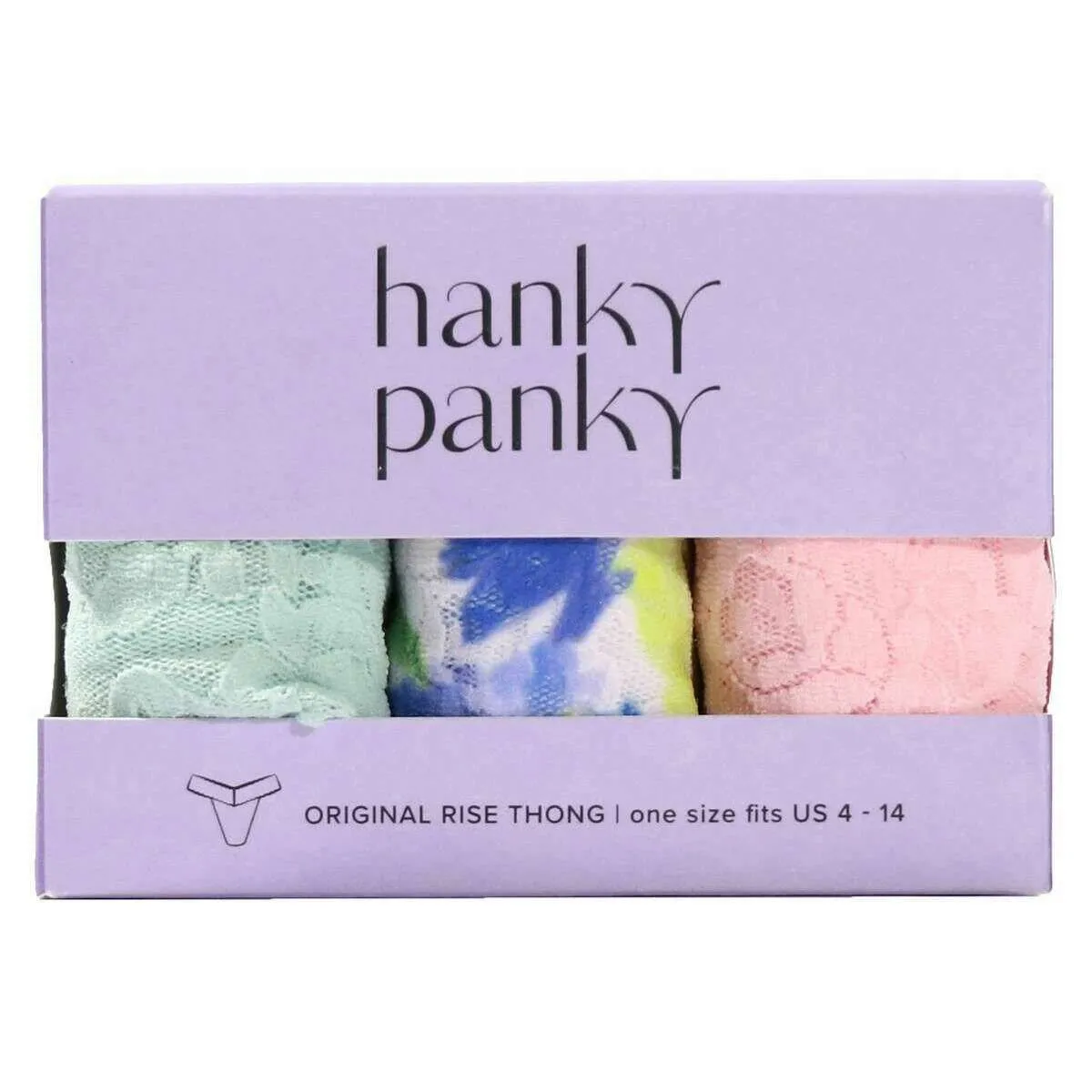 Hanky Panky Signature Lace 3 Pack Original Rise Thong - Low Tide Blue/Bliss Pink
