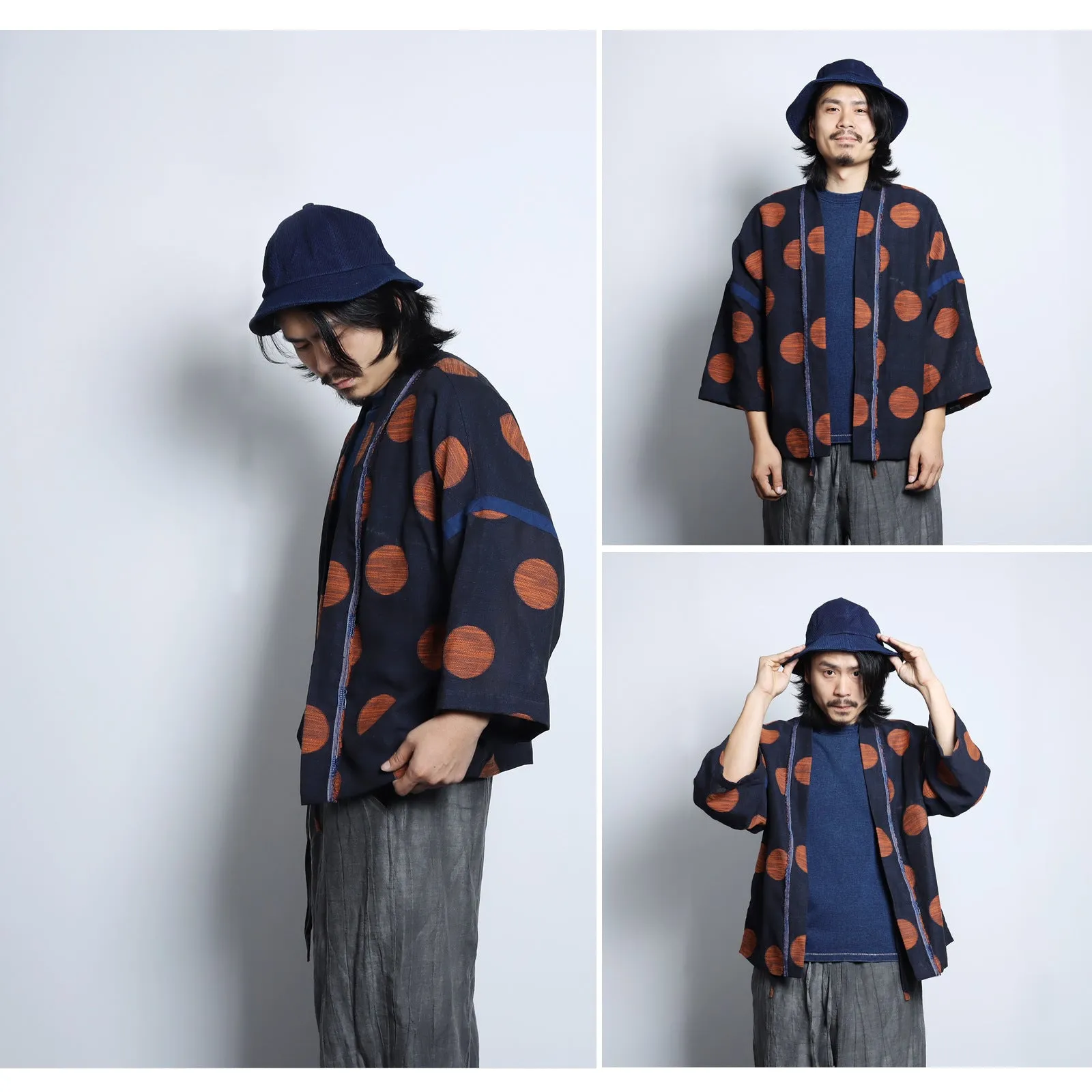 Hawaiian Style Embroidered Indigo Kimono Jacket