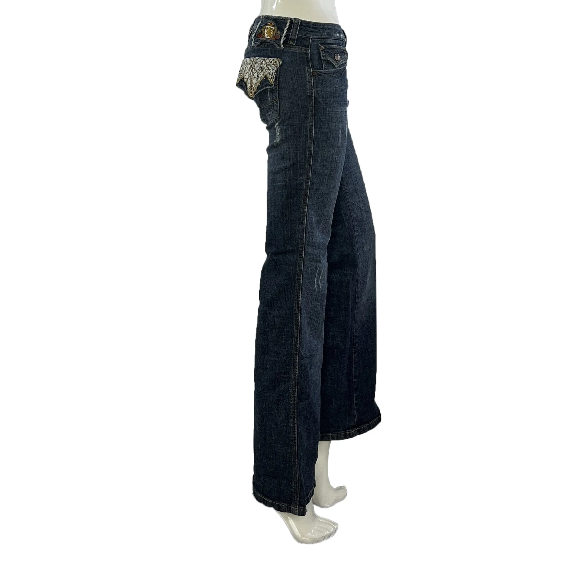 Indigo Royalty Denim Jeans Embroidered Pockets  Blue Size 11 SKU 000423-2