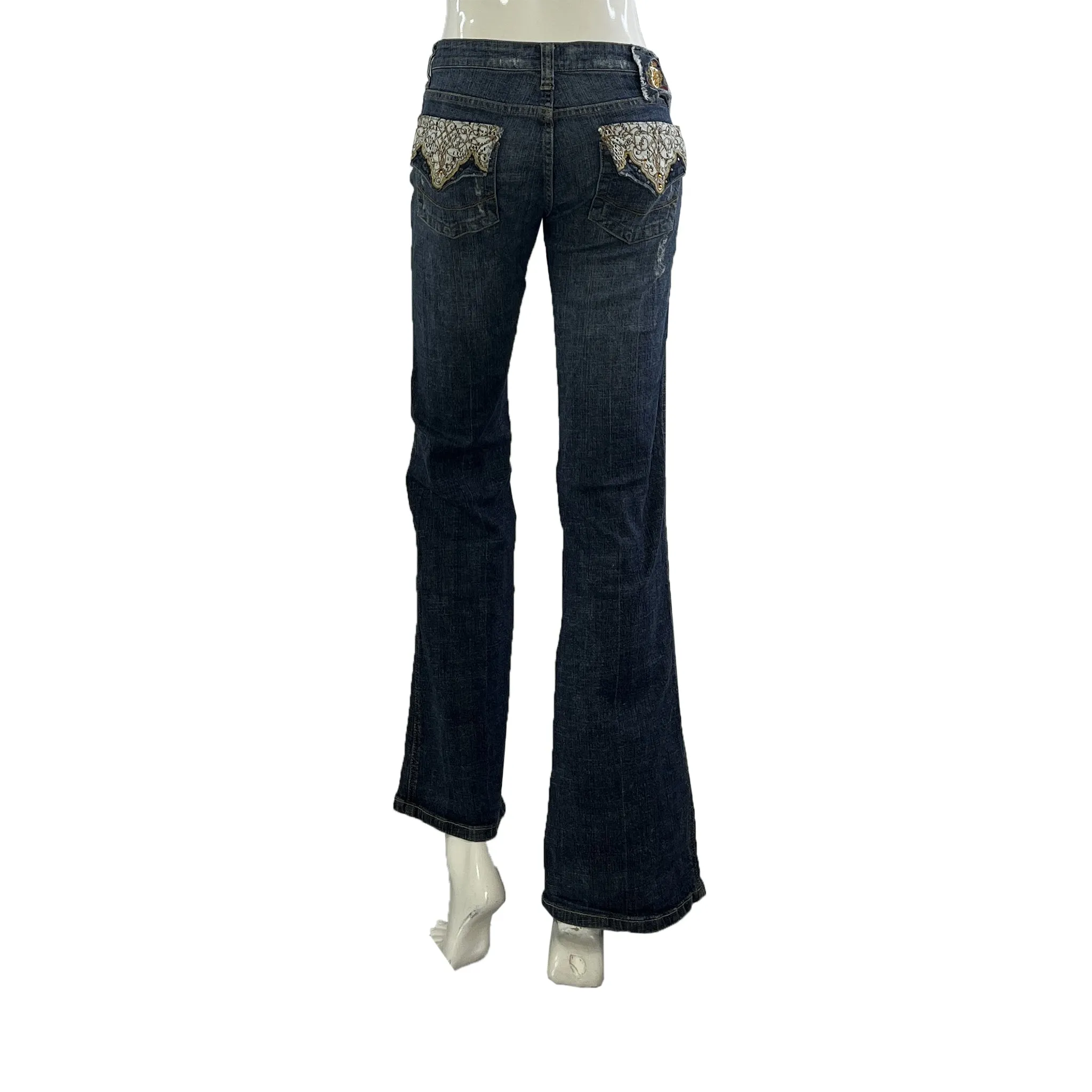 Indigo Royalty Denim Jeans Embroidered Pockets  Blue Size 11 SKU 000423-2