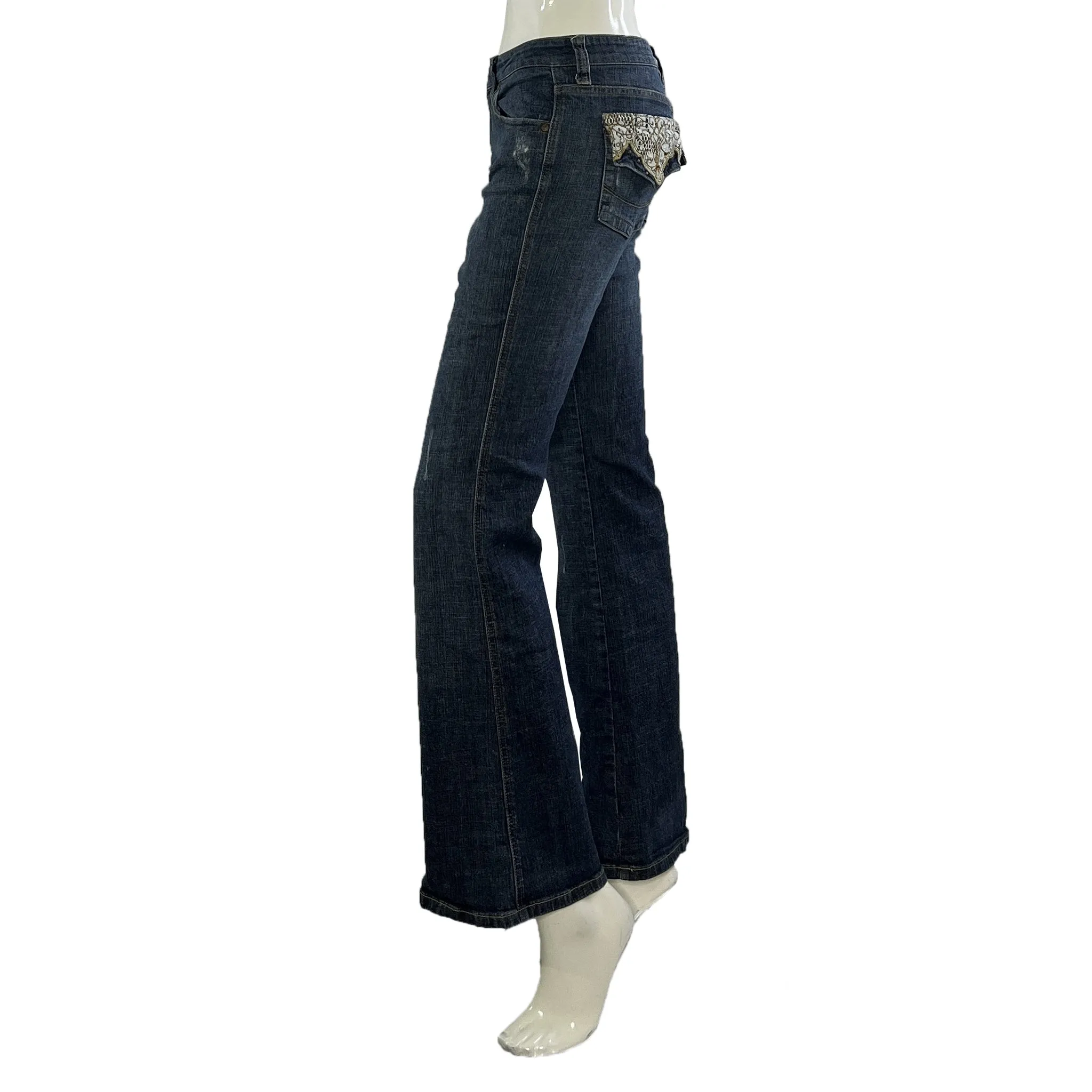 Indigo Royalty Denim Jeans Embroidered Pockets  Blue Size 11 SKU 000423-2