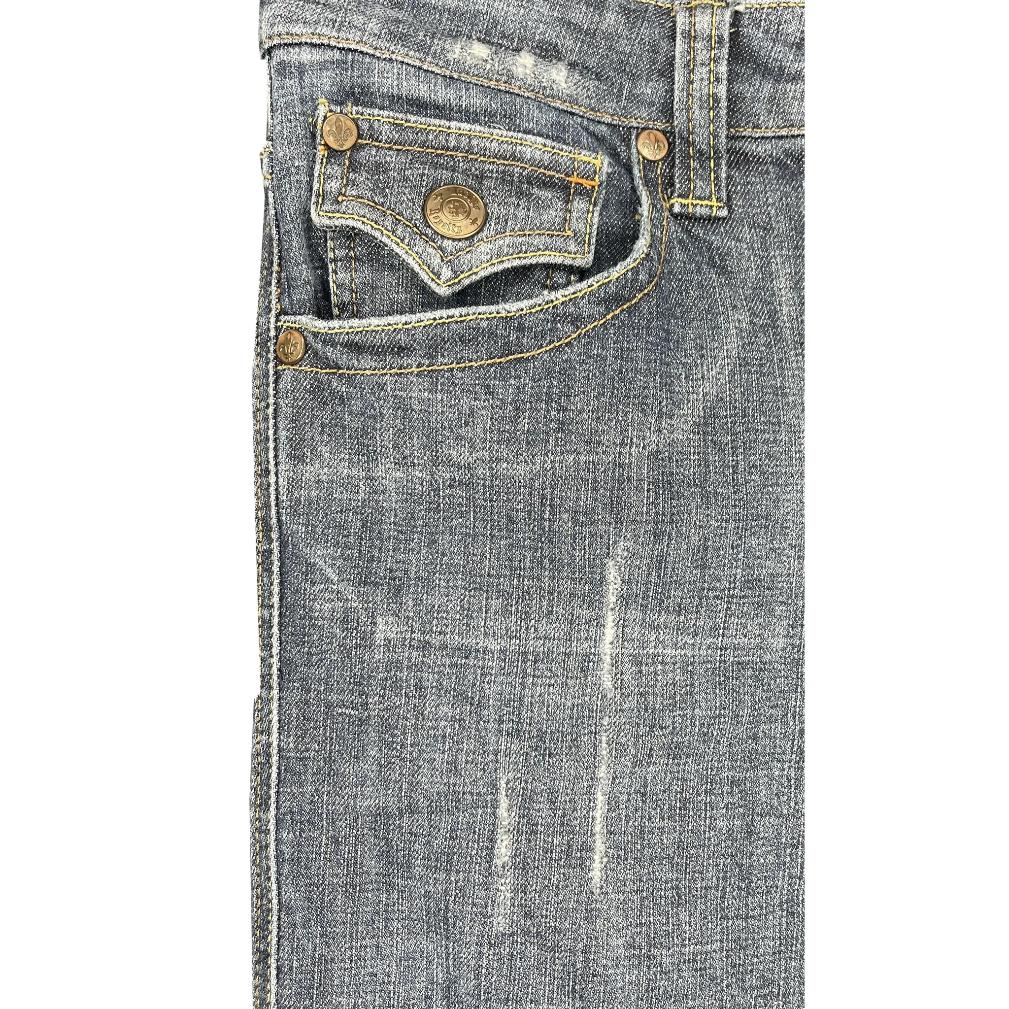 Indigo Royalty Denim Jeans Embroidered Pockets  Blue Size 11 SKU 000423-2