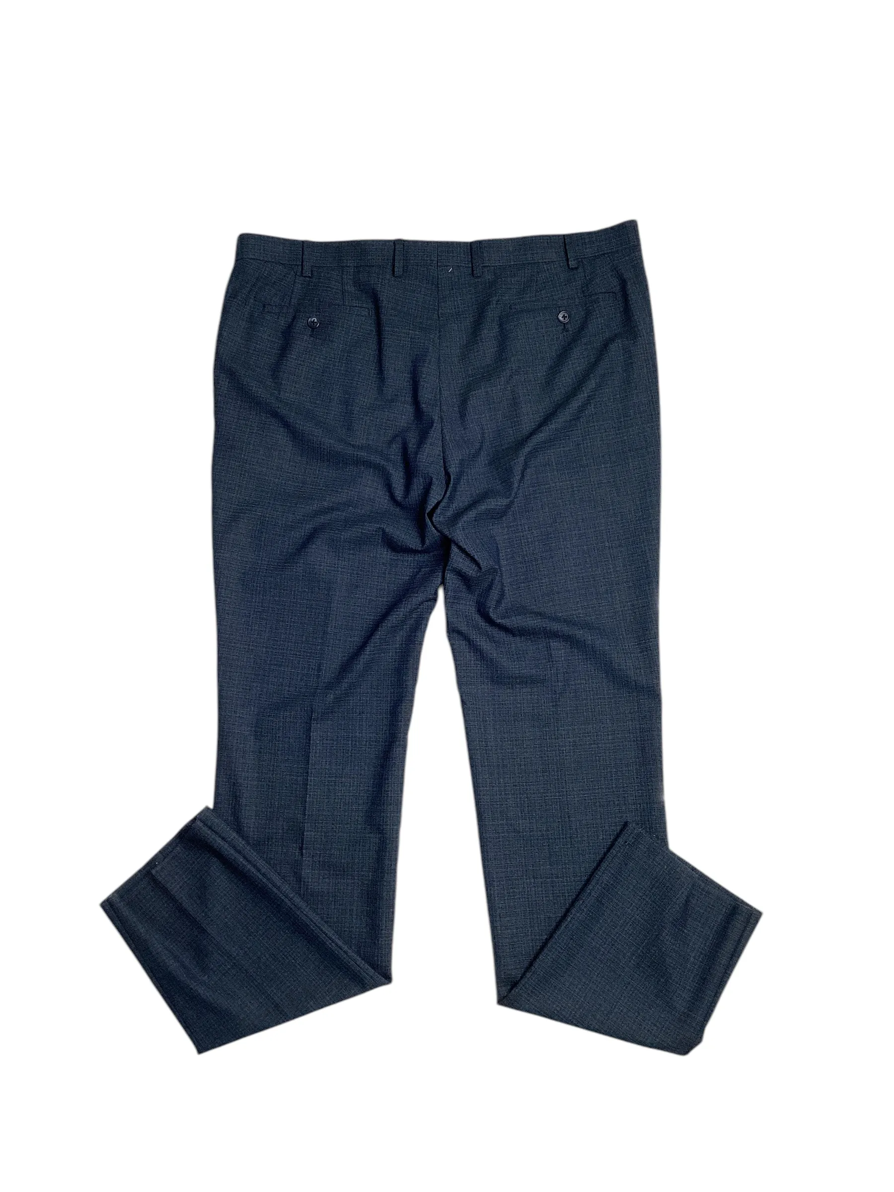 John Varvatos Mens Slim Fit Dress Pants Size 38 Navy Blue Plaid Wool