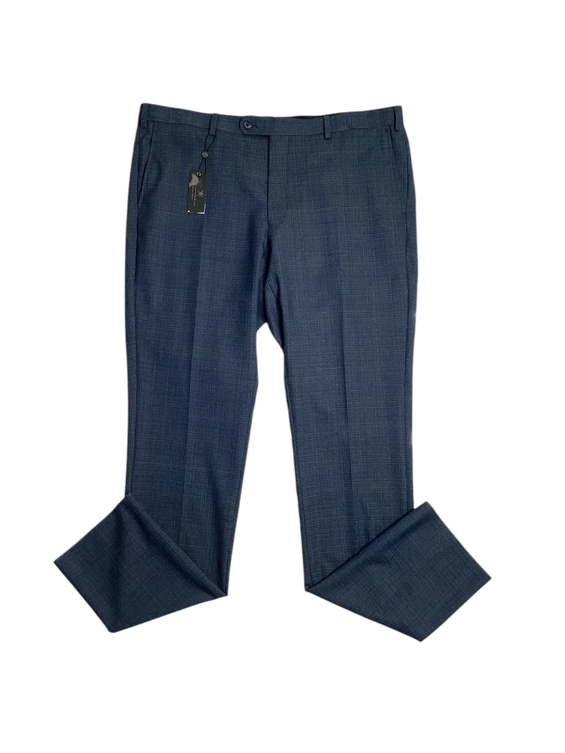 John Varvatos Mens Slim Fit Dress Pants Size 38 Navy Blue Plaid Wool