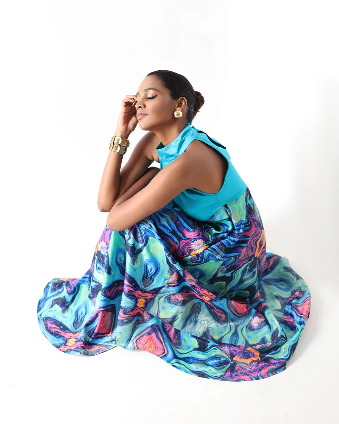 Kai Holographic  Silk Dress RTS
