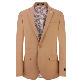 Khaki Men's Blazer Jacket Stretch Fabric Notch Lapel Slim-Fit Style-S1601
