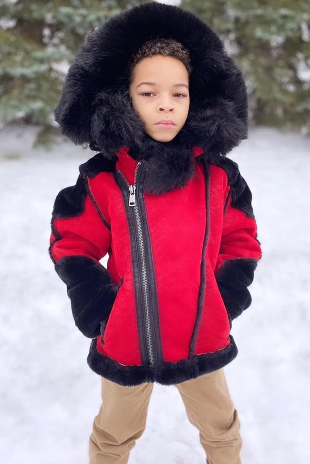 Kids El Jefe Shearling Moto Jacket (Bred)