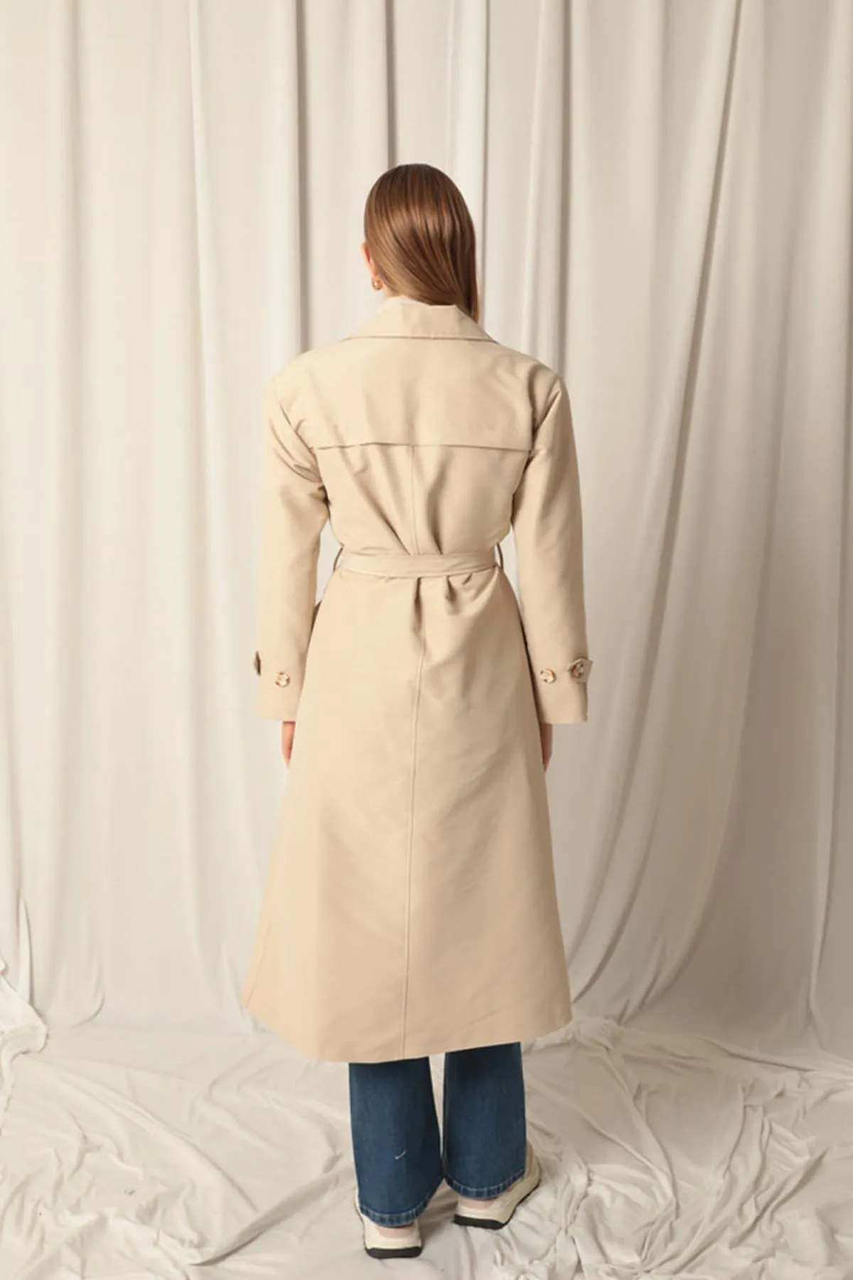KKT Maxi Length Women's Stone Trench Coat - Fondi