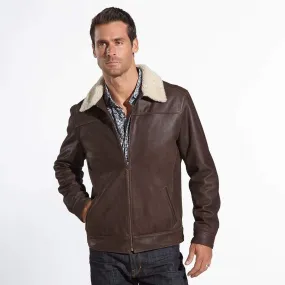 Leather flight jacket | shearling collar