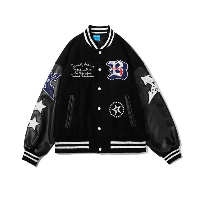 Leather Sleeve Varsity Jacket