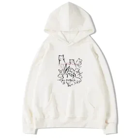 Loose Hooded Drawstring Lovely Printing Street Female Hoodies Winter Fashion Basic Simple Casual Pure Color Women Hoodies