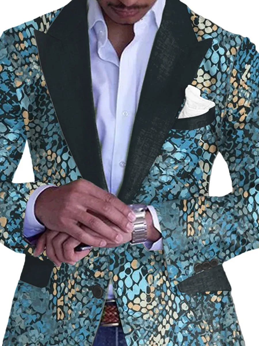 Men's Animal Skin Print Lapel Single Breasted Casual Blazer
