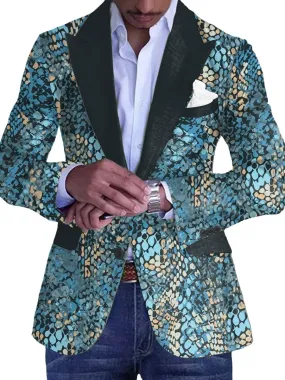 Men's Animal Skin Print Lapel Single Breasted Casual Blazer
