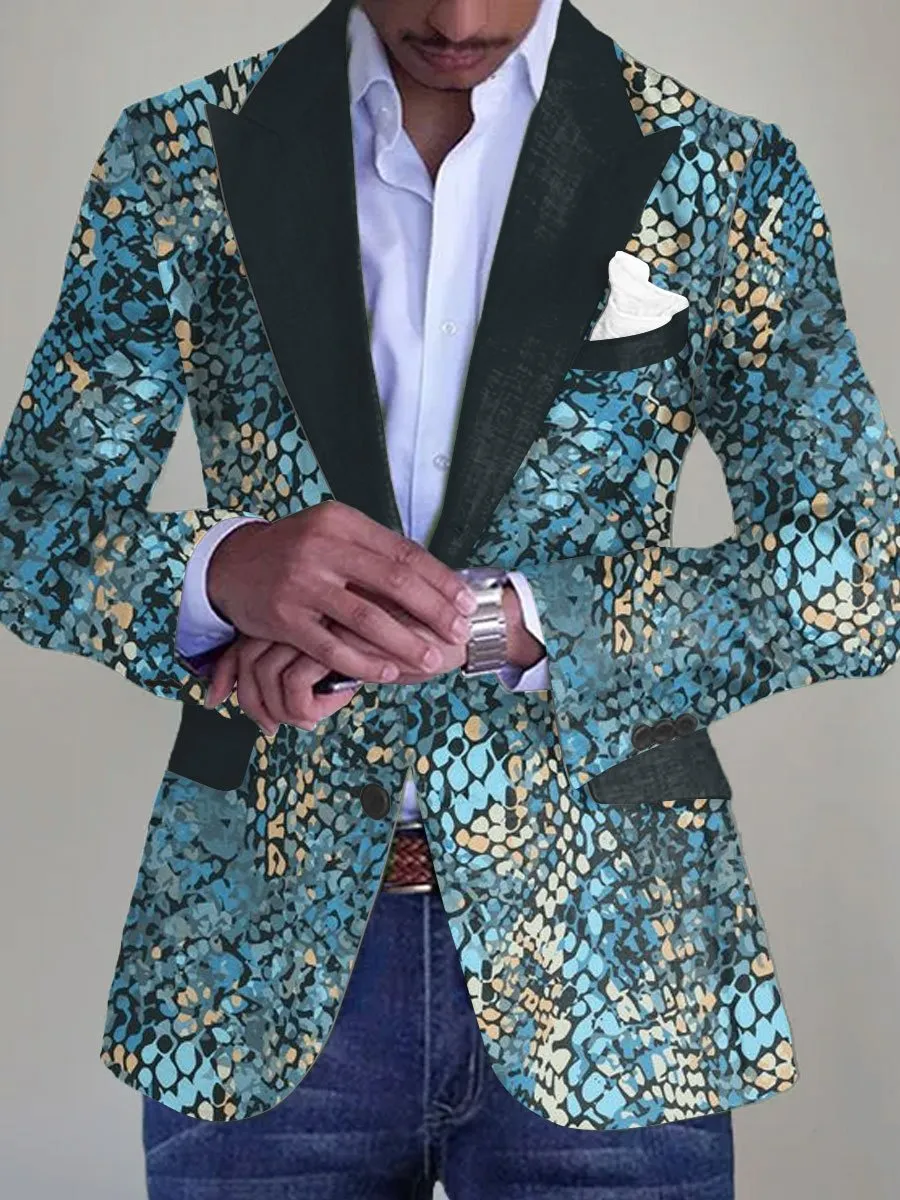 Men's Animal Skin Print Lapel Single Breasted Casual Blazer