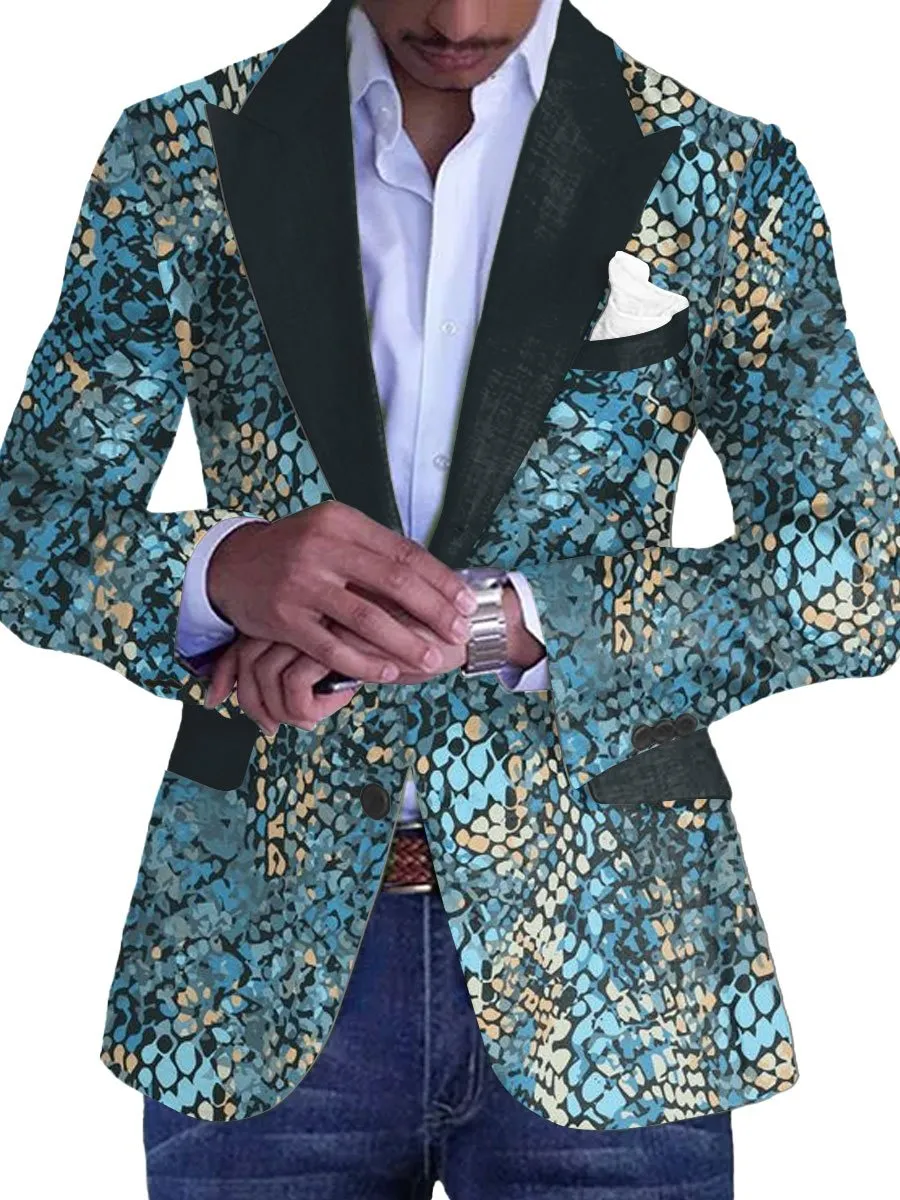 Men's Animal Skin Print Lapel Single Breasted Casual Blazer