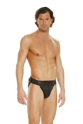 Men’s Black Leather Jock Strap Brief Underwear Extra Large