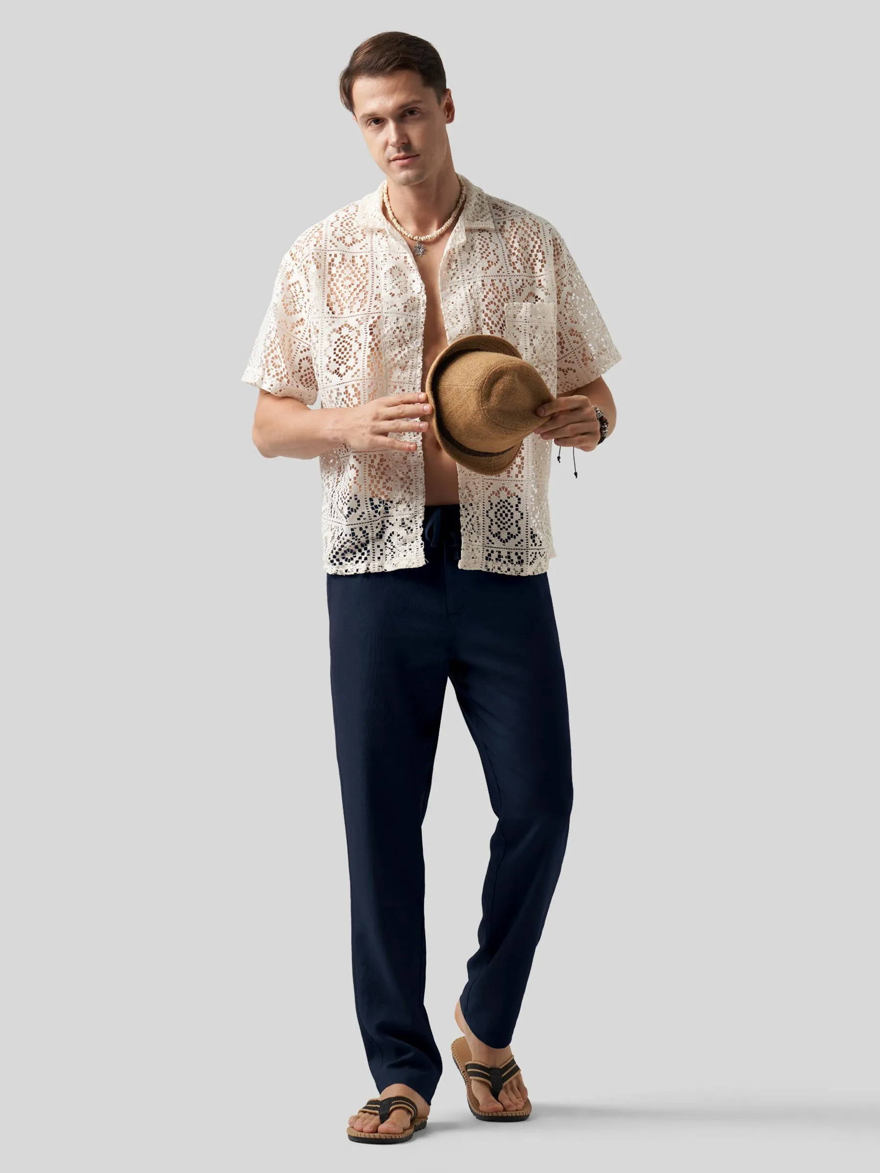 Men's Casual Cotton Linen Pants 29 Inch