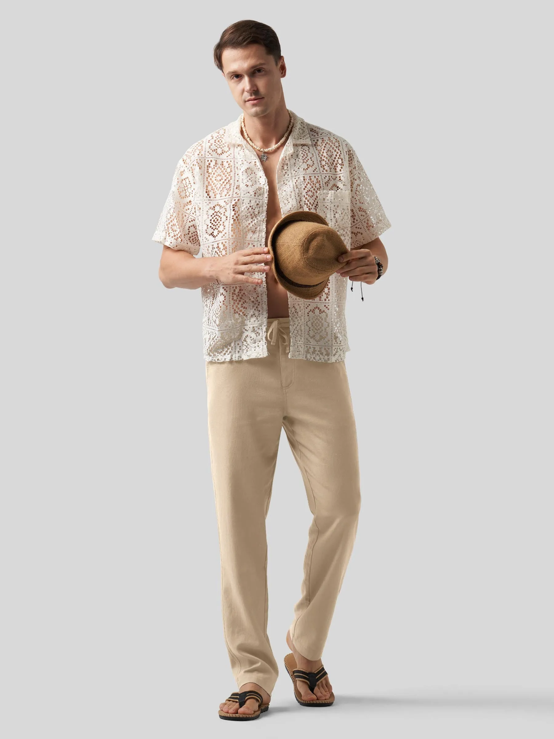 Men's Casual Cotton Linen Pants 29 Inch
