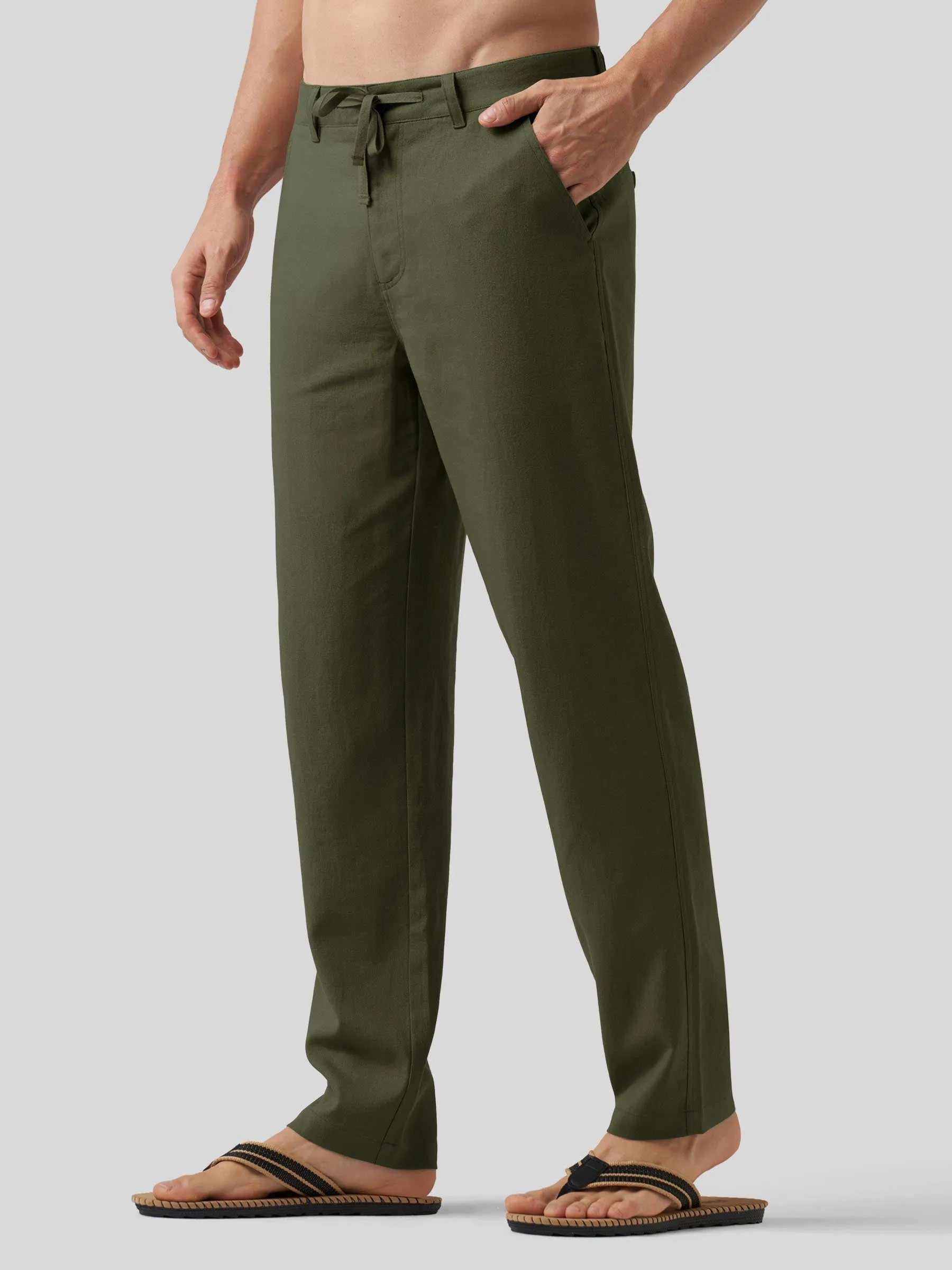 Men's Casual Cotton Linen Pants 29 Inch