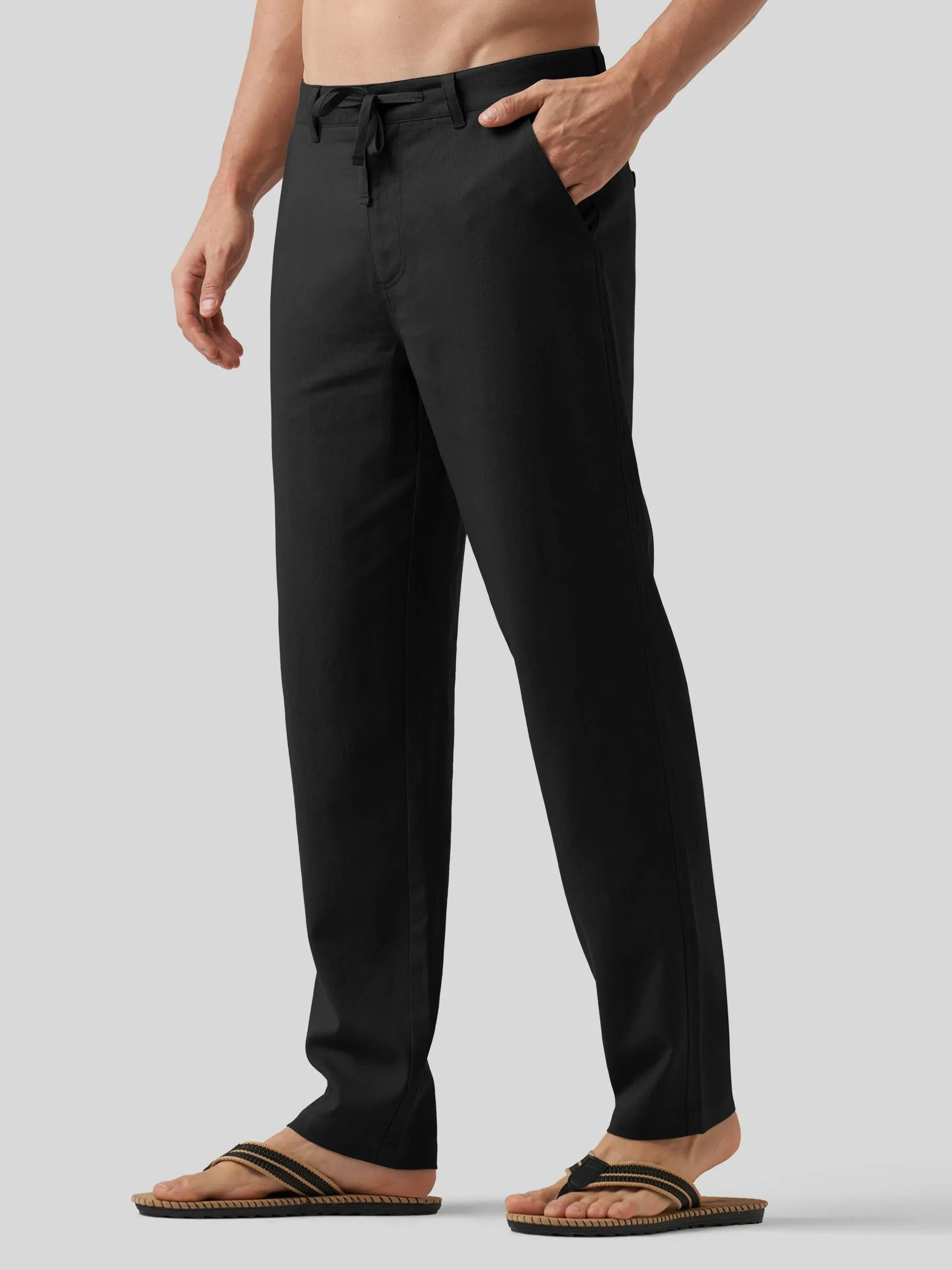 Men's Casual Cotton Linen Pants 29 Inch
