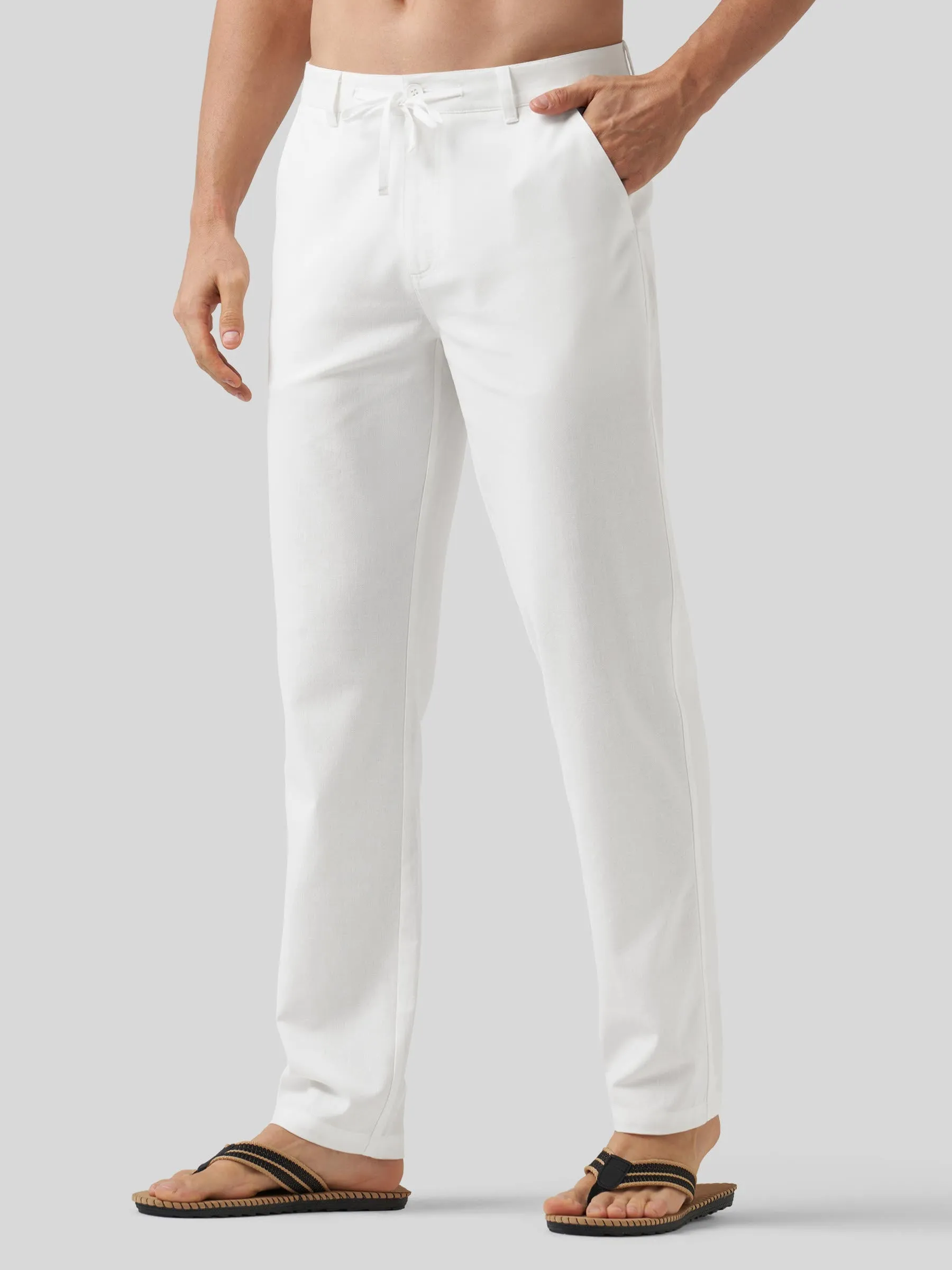 Men's Casual Cotton Linen Pants 29 Inch