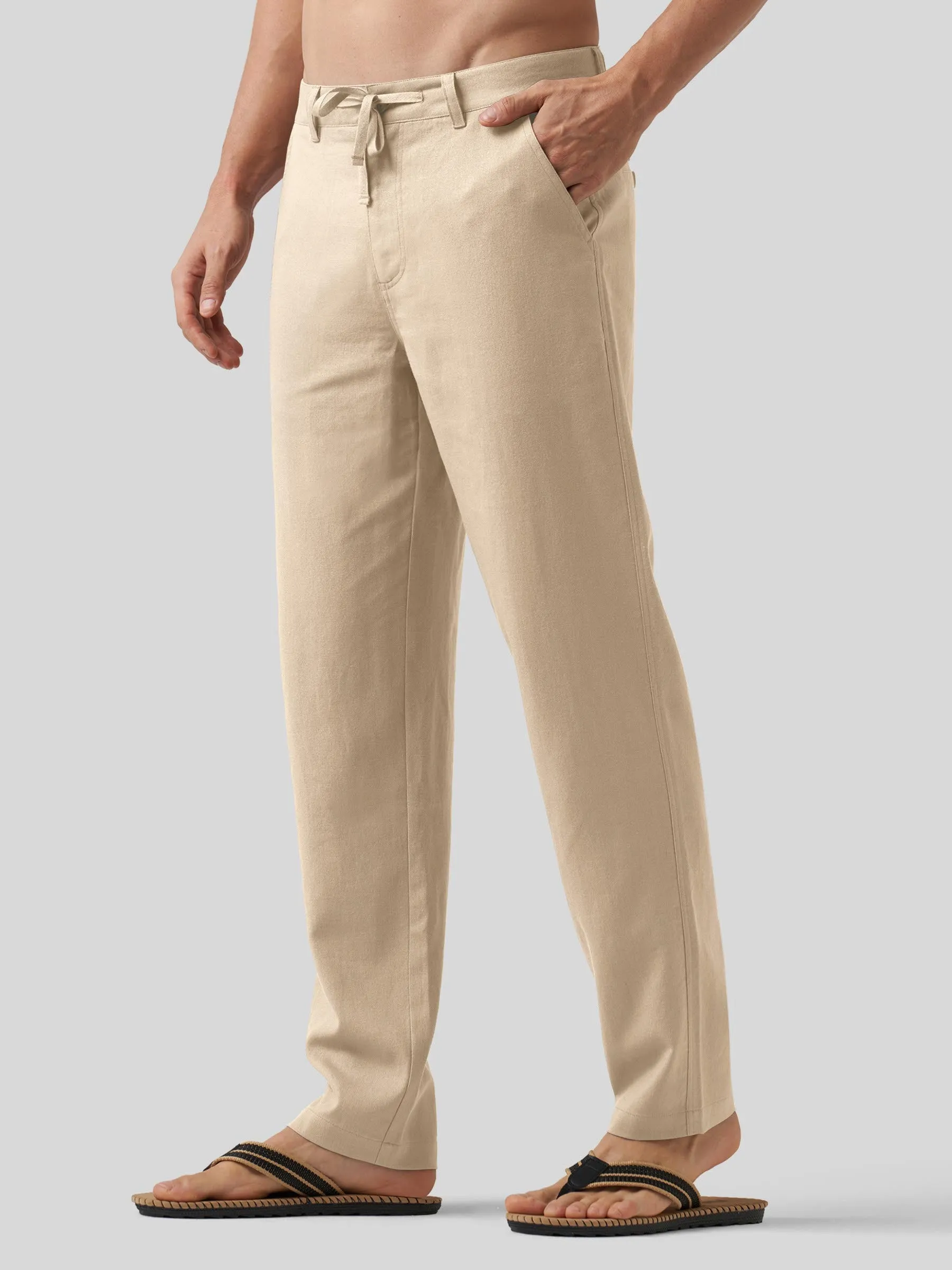 Men's Casual Cotton Linen Pants 29 Inch