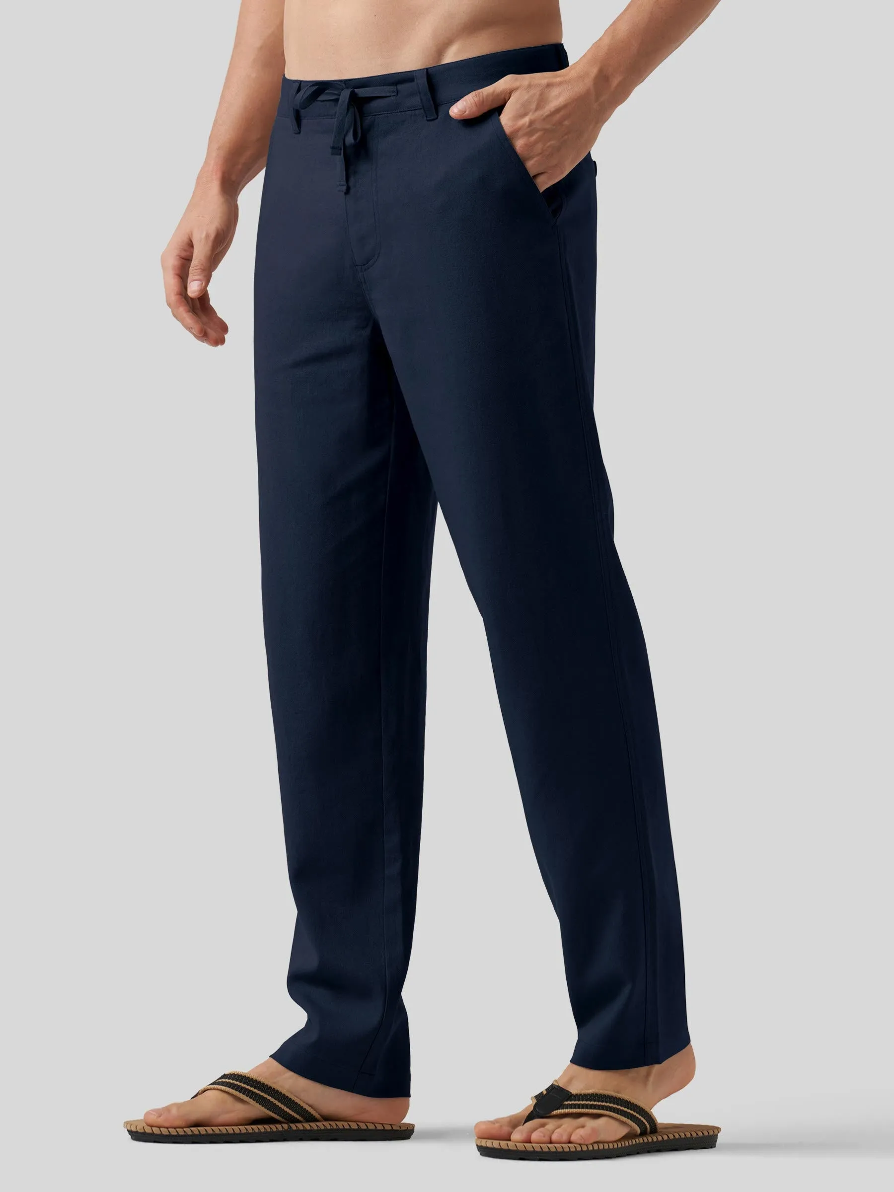 Men's Casual Cotton Linen Pants 29 Inch