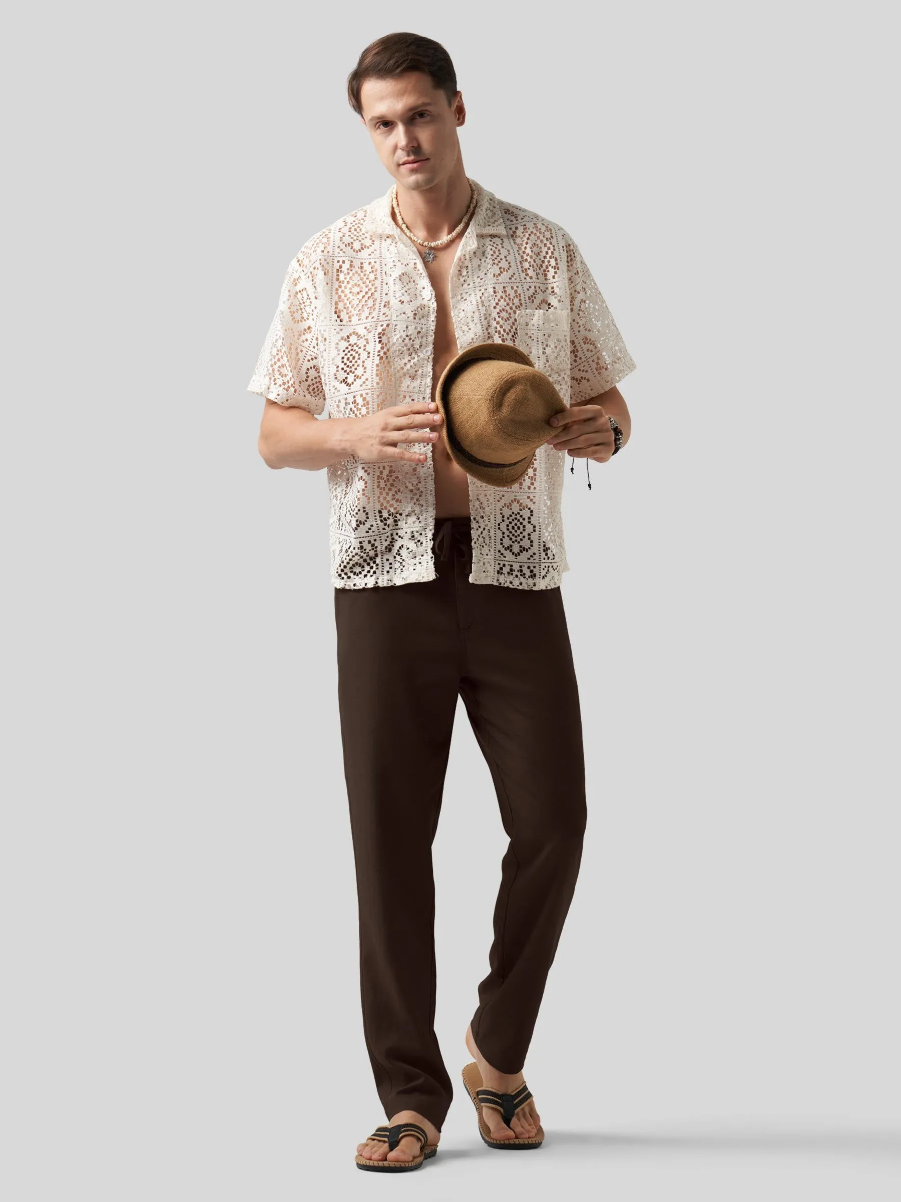 Men's Casual Cotton Linen Pants 29 Inch