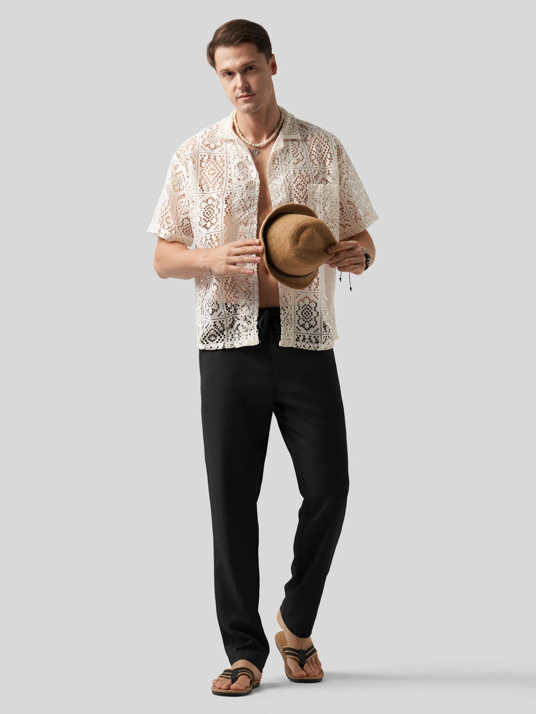 Men's Casual Cotton Linen Pants 29 Inch