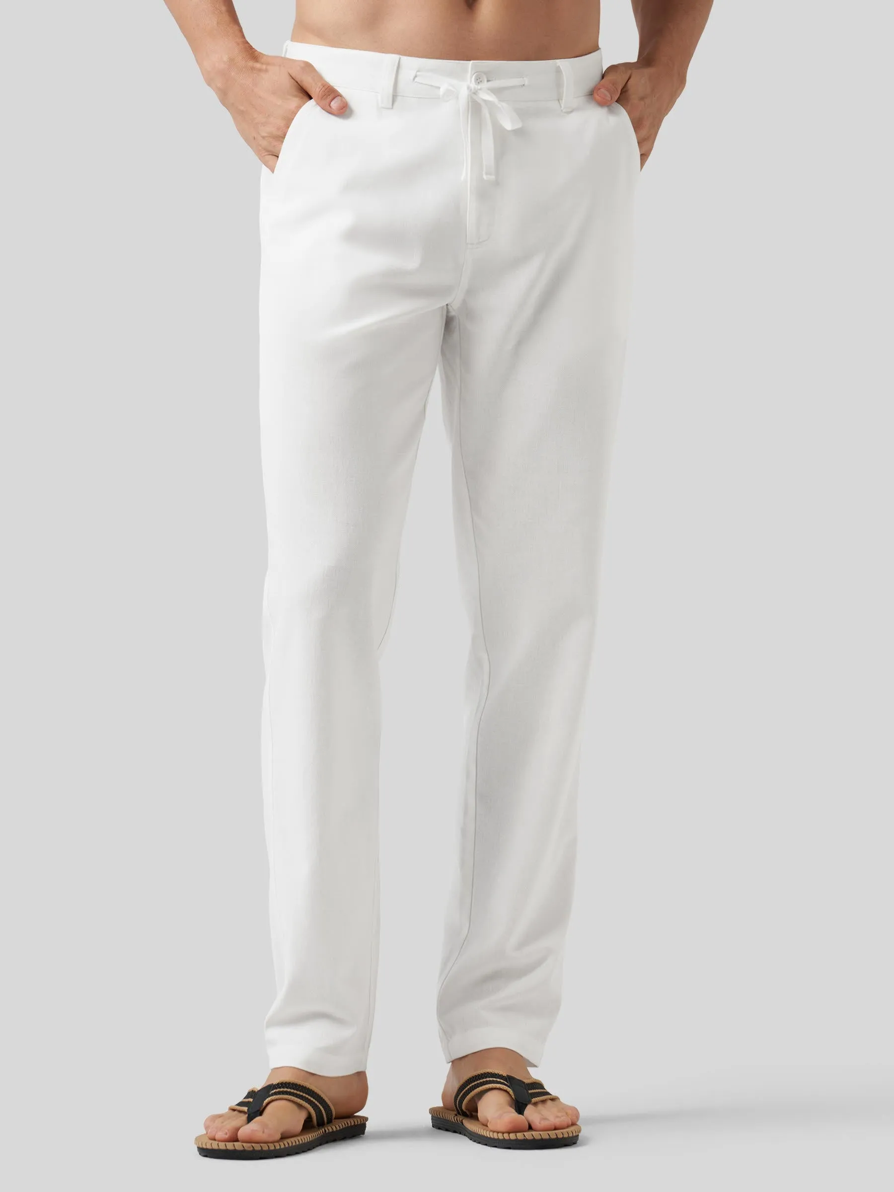 Men's Casual Cotton Linen Pants 29 Inch