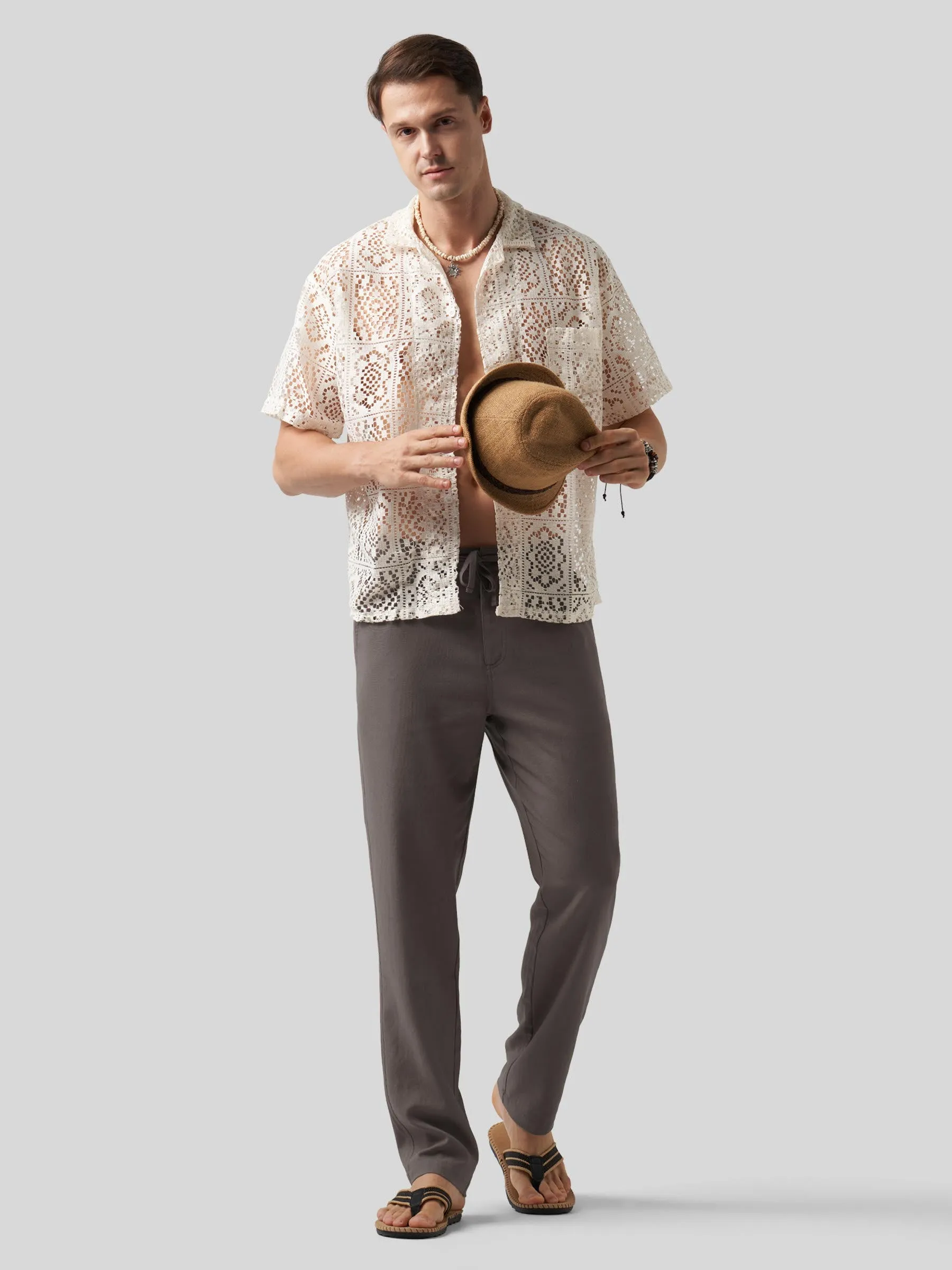 Men's Casual Cotton Linen Pants 29 Inch
