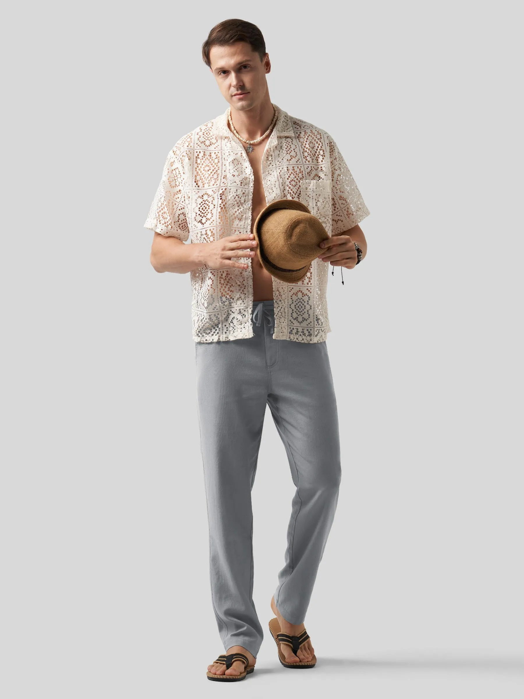 Men's Casual Cotton Linen Pants 29 Inch