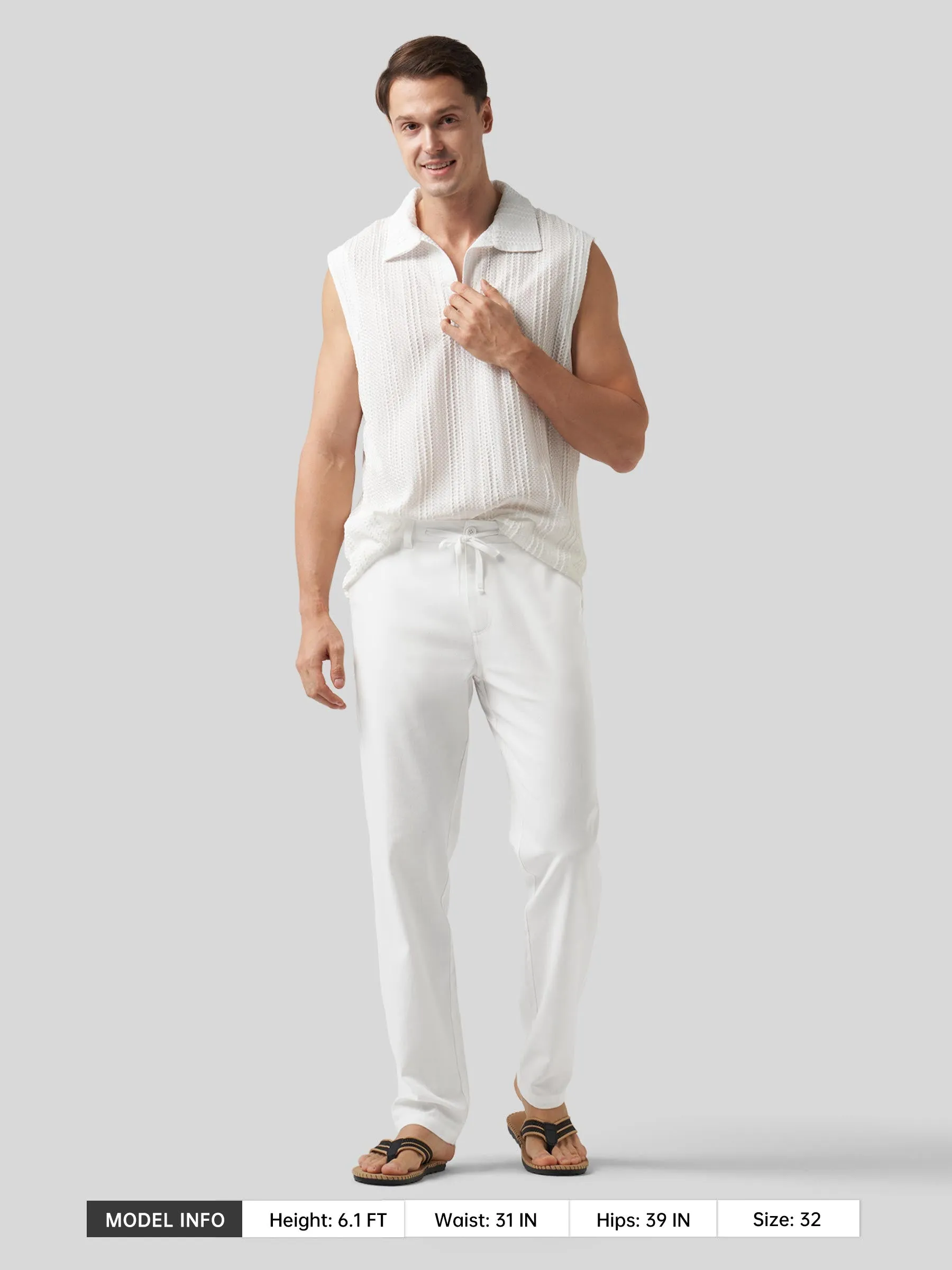 Men's Casual Cotton Linen Pants 29 Inch
