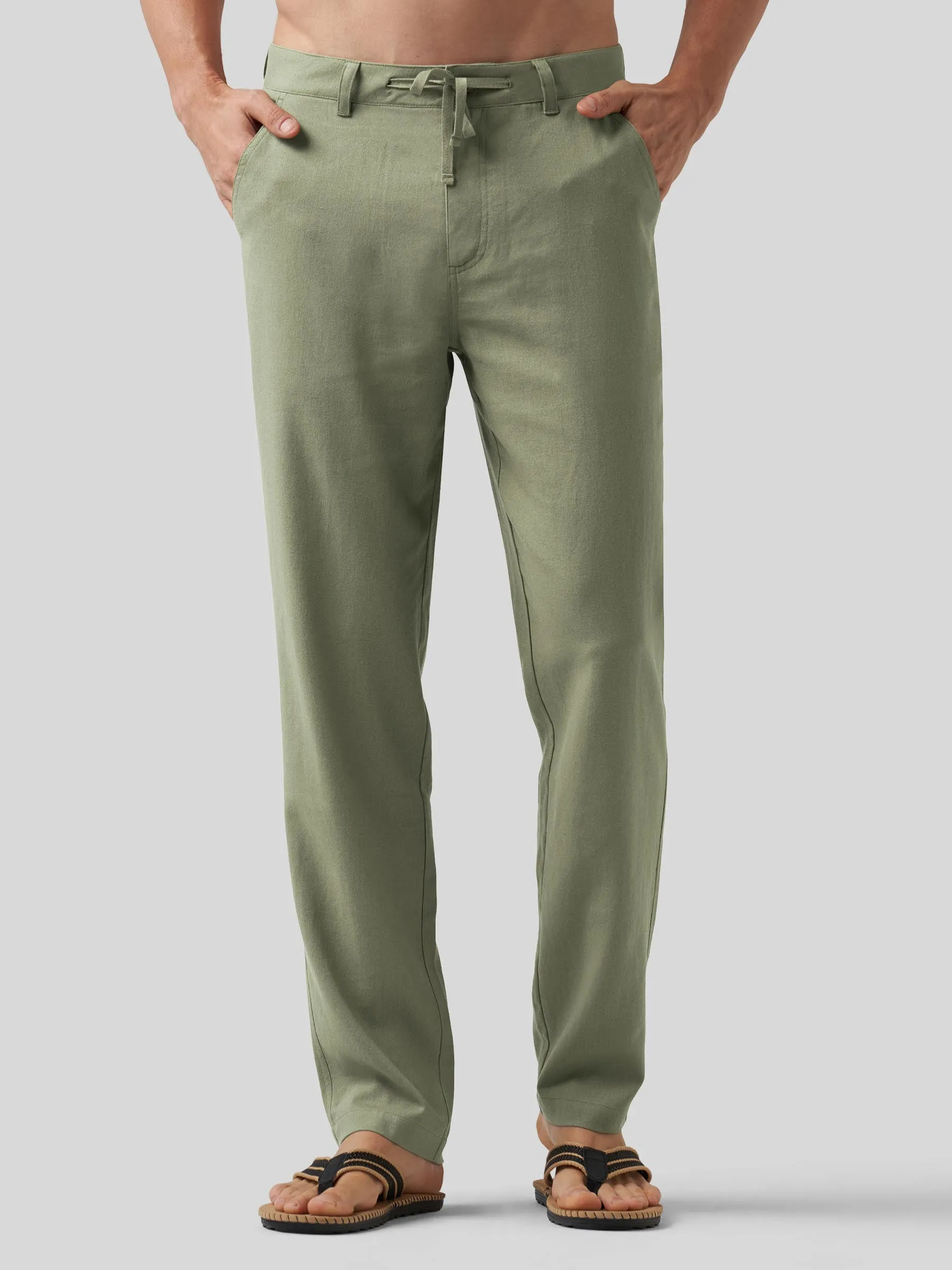 Men's Casual Cotton Linen Pants 29 Inch