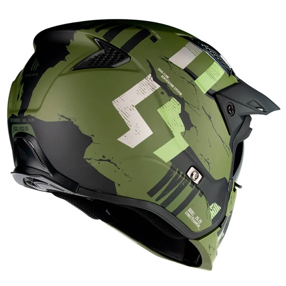 MT Streetfighter Skull A16 Modular Helmet Matte Green