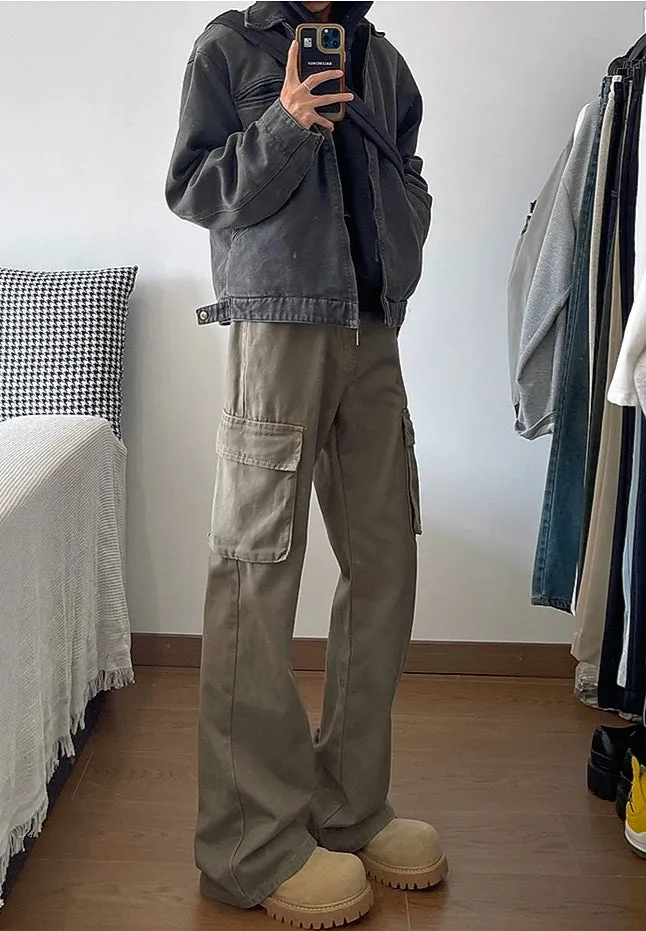 Multi-Pocket Flared Pants