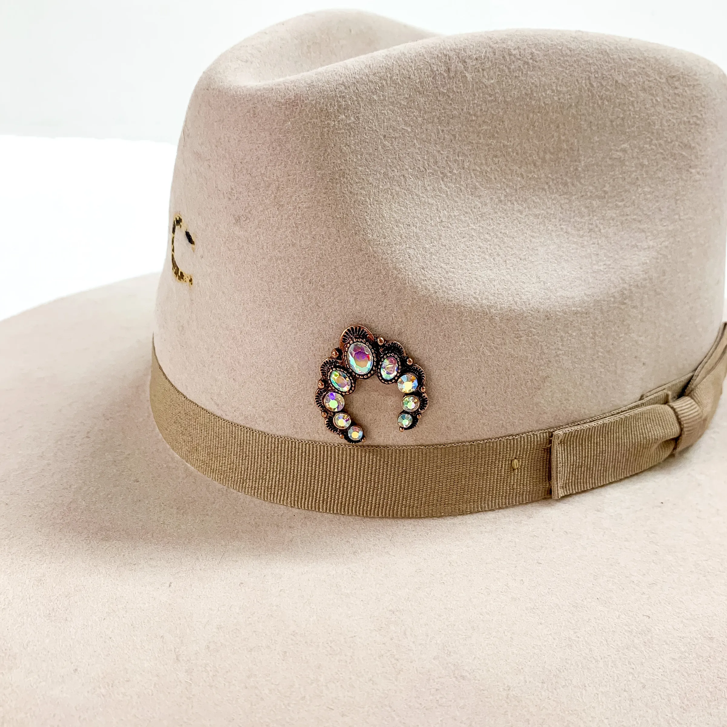 Naja Hat Pin with AB Crystals in Copper Tone