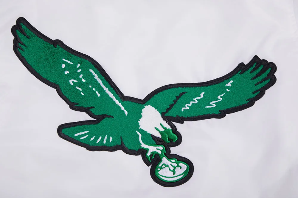 NFL PHILADELPHIA EAGLES RETRO CLASSIC MEN'S RIB SATIN JACKET (WHITE/KELLY GREEN)