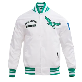 NFL PHILADELPHIA EAGLES RETRO CLASSIC MEN'S RIB SATIN JACKET (WHITE/KELLY GREEN)