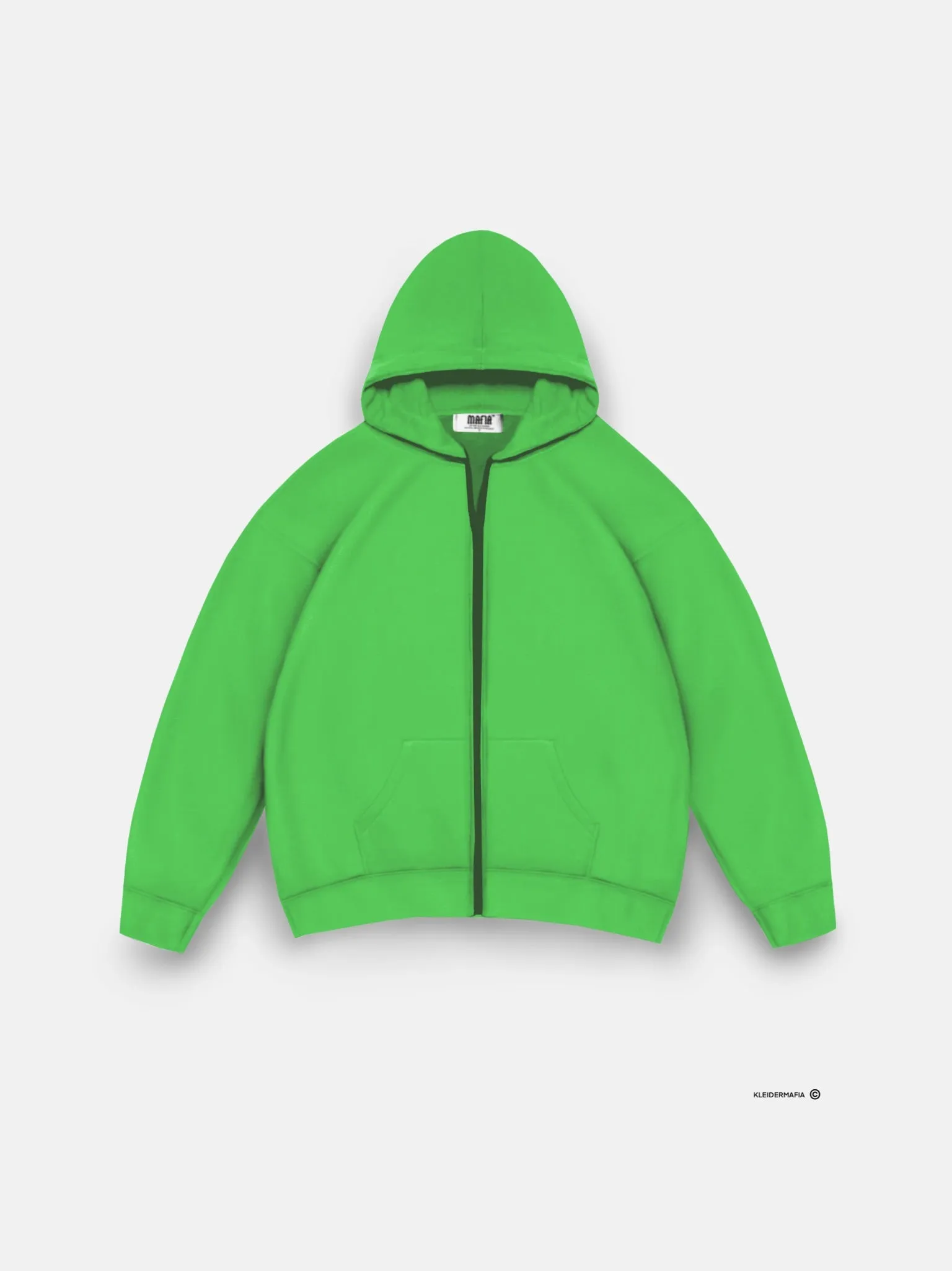 Oversize Basic Zipper Hoodie - Neon Slime