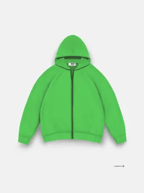 Oversize Basic Zipper Hoodie - Neon Slime